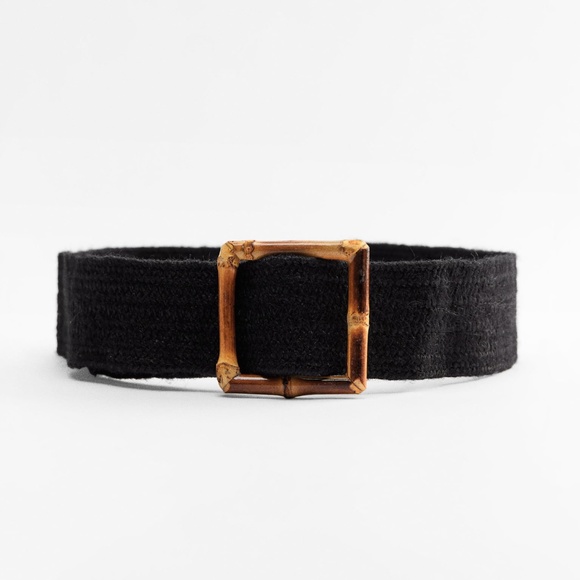 Zara Accessories Nwt Zara Square Buckle Jute Beltblack Poshmark